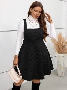 SHEIN LUNE Vestido sin mangas de talla grande de unicolor con tirantes gruesos y elegante para mujeres
