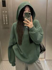 DAZY Women's Christmas Vibe Color-Block Fleece Thickened Sweatshirt Hoodie Fall,Winter - Pink - View 2