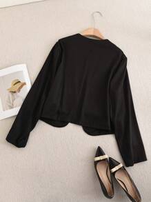 SHEIN Frenchy Blazer negro casual de talla grande con cintura ajustada