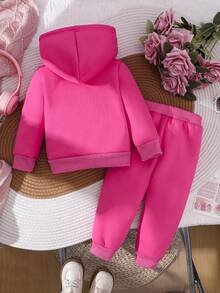 Bộ 2 áo nỉ lông cừu cho bé gái, phong cách thường ngày, màu hồng bụi - Màu Hồng Tươi - Xem 2