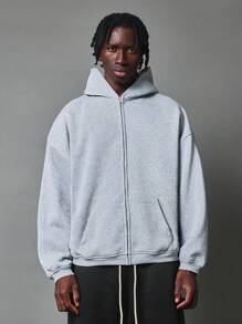 SUMWON Comfortable Full-Zip Athletic Hoodie Classic Sweatshirt With Drawstring Hood And Kangaroo Pockets Casual Essential Layering Piece Fall Winter Workout Sporty Loungewear