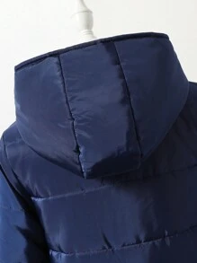 SHEIN Thick Warm Hooded Jacket For Tween Girls, Windproof & Insulated, Suitable For Winter, School & Casual Wear