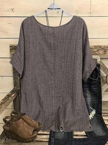 EMERY ROSE Của phụ nữ Lỏng lẻo phù hợp Giải trí Áo sơ mi Với In chuồn chuồn - Xám - Xem 2