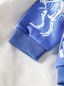 SHEIN Baby Boy Dinosaur Skeleton Printed Set, Bright Graphics Outfit, Fun & Vibrant Design To Engage Baby - Blue - View 9