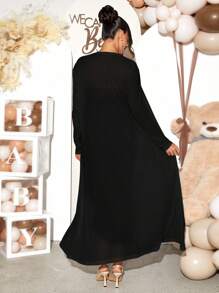 Loomaby 2 件套孕妇派对装亮片长开衫和纯色褶皱修身抹胸连衣裙，适合婴儿洗礼派对，适合孕妇