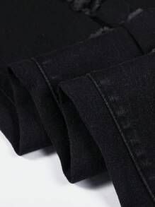 Chillumni Quần Jeans Skinny Jeans Đen Giặt Cũ Cho Nam Cỡ Lớn, Quần Jeans Dài Ôm Vừa Vặn Tối Màu Đen Trơn, Quần Cargo Jeans Đen Trơn, Dành Cho Chồng, Quà Tặng Bạn Trai - màu đen - Xem 9