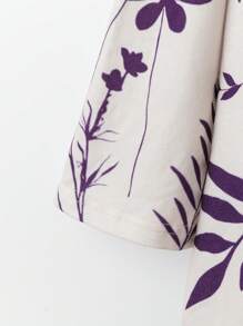 EMERY ROSE Große Größen Damen Blumen Muster Rundhals Locker Sitzende Langarm T-Shirt