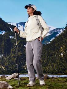 In My Nature Women's Outdoor Camping Hiking City Commute Fluorine-Free Water-Resistant Hooded Jacket - Beige - View 5