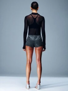 COUREZ PU Leather Suede Low Waisted Mini Shorts Sexy