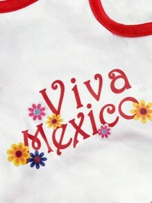 PETSIN 1 件“Viva Mexico”英文字母印花白色宠物背心，适合猫/狗