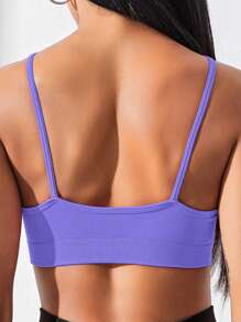 SHEIN Sovereign Charm 3pcs Set: Black + Light Blue + Light Pink Sports Tank Topworkout Tank Top - Purple - View 4