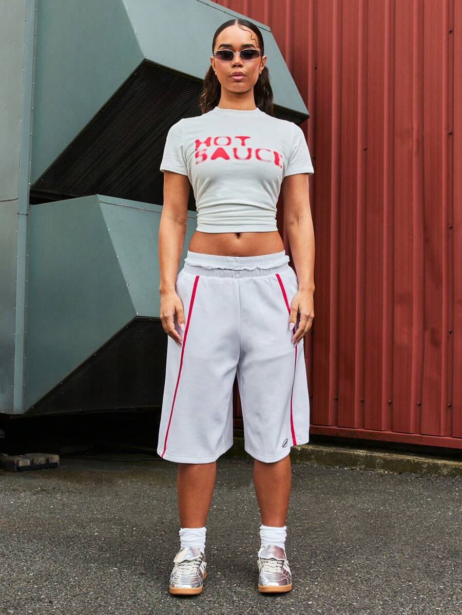 SUMWON WOMEN 街头撞色条纹卡普里运动裤 - 白色 - 查看 1