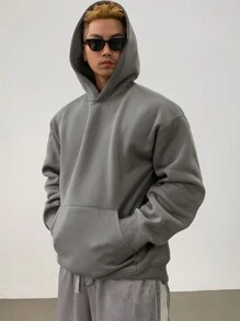DAZY Men's Solid Color Long Sleeve Pocket Casual Loose Hoodie, Autumn