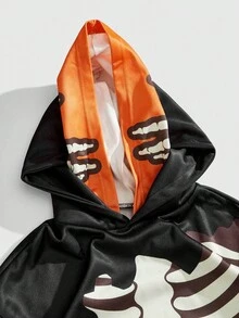 ROMWE MEN Street Life 男士骷髅与火焰印花休闲连帽运动衫 - 彩色 - 查看 5