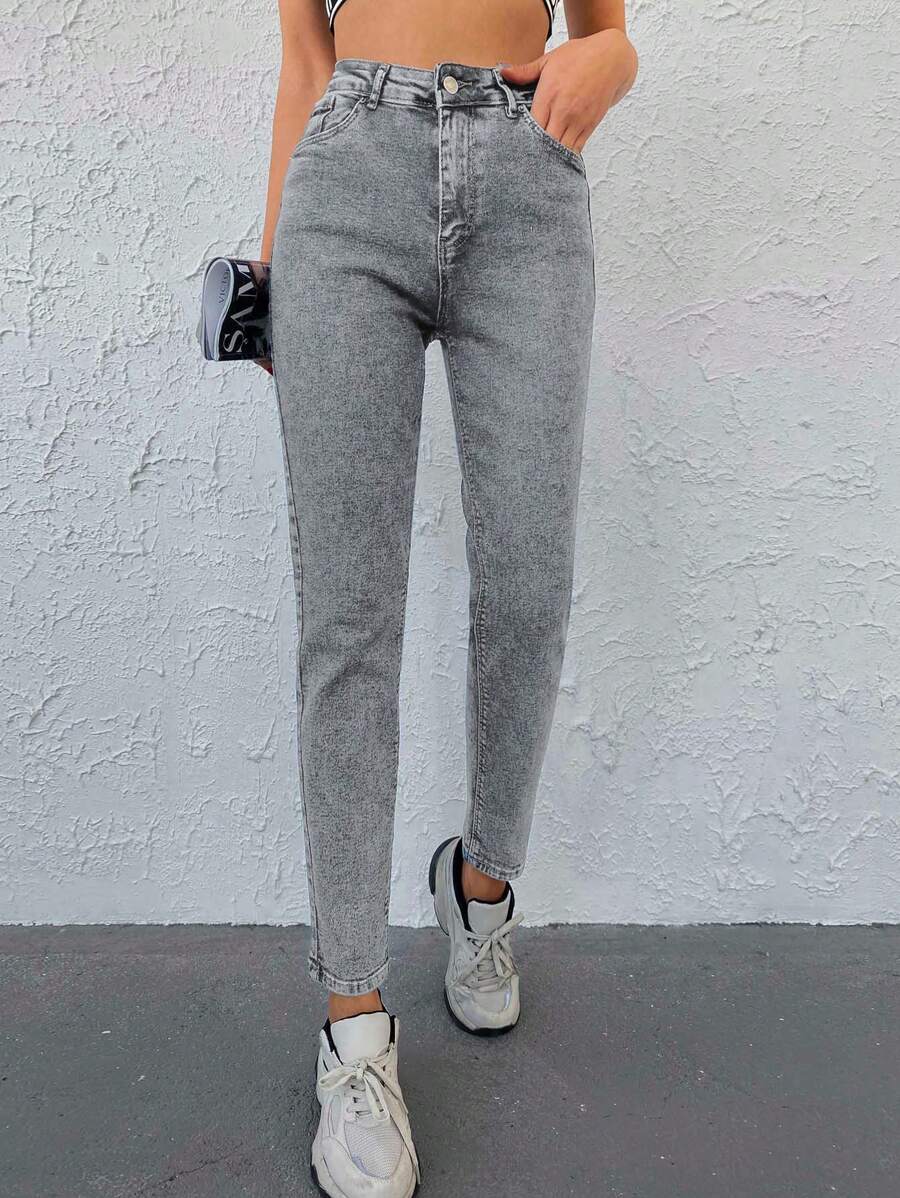 EURMUSE Women's Jeans With Pockets - Grey - View 1