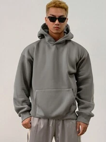 DAZY Men's Solid Color Long Sleeve Pocket Casual Loose Hoodie, Autumn