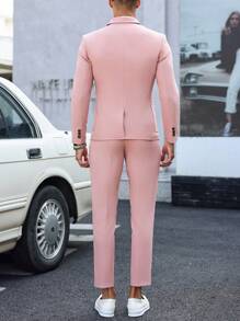 Manfinity Mode Chaqueta y pantalones de dos piezas de traje informal de negocios de doble botonadura para hombre de otoño