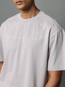 SUMWON Áo thun crop fit washed có in hình họa tiết ở lưng - Màu Xám nhạt - Xem 3