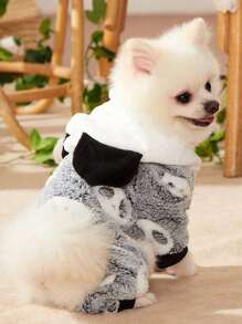 PETSIN 1pc Plush Panda Pet Jumpsuit - Black and White - View 2