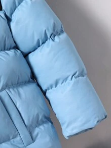 Áo khoác trùm đầu có mũ in chữ Colorblock cho bé trai - Màu xanh bụi bặm - Xem 6