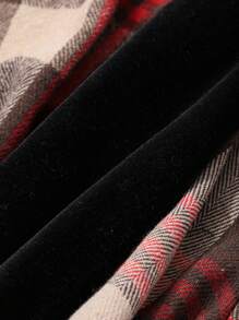 DAZY Plaid Patchwork Velvet Fabric Loose Long Sleeve Bathrobe Fall,Winter Pajama - Brown - View 7