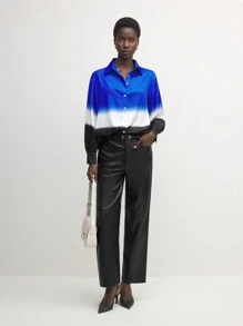 BizChic Ombre Blue Long Sleeve Shirt, Elegant Women's Outfit For Christmas, New Year Party, Autumn/Winter, - Multicolor - View 7