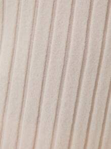 Hanevo 2件套少女罗纹连帽不对称下摆T恤配修身打底裤套装 - 杏色 - 查看 6