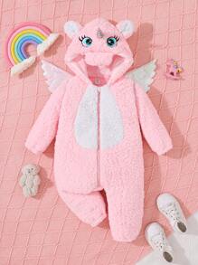 جمبسوت رضع يخرج منها مؤخرة مبطنة بتصميم وحيد القرن للبنات، بموضوع عيد الميلاد - متعدد الألوان - مشاهدة 1