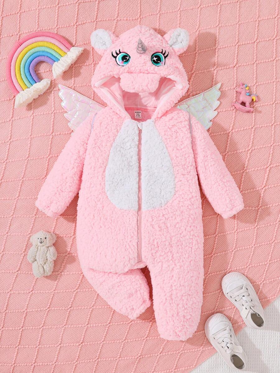 جمبسوت رضع يخرج منها مؤخرة مبطنة بتصميم وحيد القرن للبنات، بموضوع عيد الميلاد - متعدد الألوان - مشاهدة 1