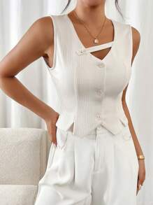 SHEIN Frenchy 女士纯色纹理休闲背心夹克