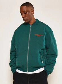 Sumwon Records Winter Bomber Jacket Los Angeles California Heritage Limited Edition Retro Sports Varsity Design Modern Street Fashion - Green - View 3