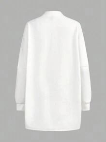 Maija Women's White Floral Embossed Elegant Long Sleeve Regular Jacket, Autumn/Winter - White - View 6