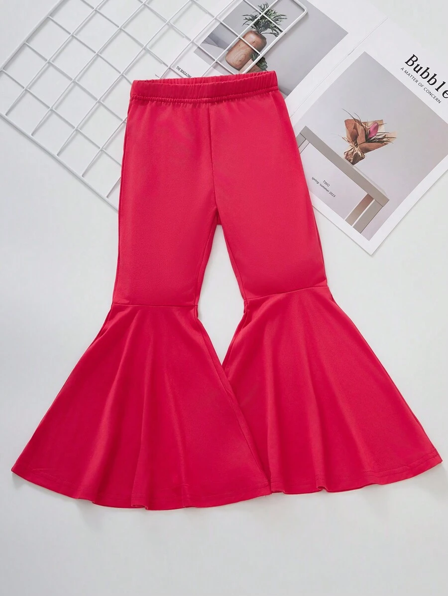 Young Girl Casual Flare Leg Pants, Suitable For Spring And Autumn - Red - View 1