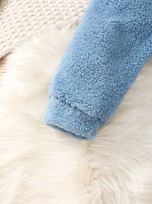 SHEIN Bộ đồ dài tay lót nhiệt thiết kế hình chú gấu dễ thương cho bé trai, mùa thu đông - Màu xanh nhạt - Xem 3