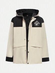 Tween Girls Outdoor Sports Hiking Camping Water-Resistant Fashion Graphic Print Khaki Jacket - Apricot - View 3