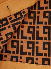 SHEIN 女宝宝中性款几何印花连帽夹克 - 卡其色 - 查看 5