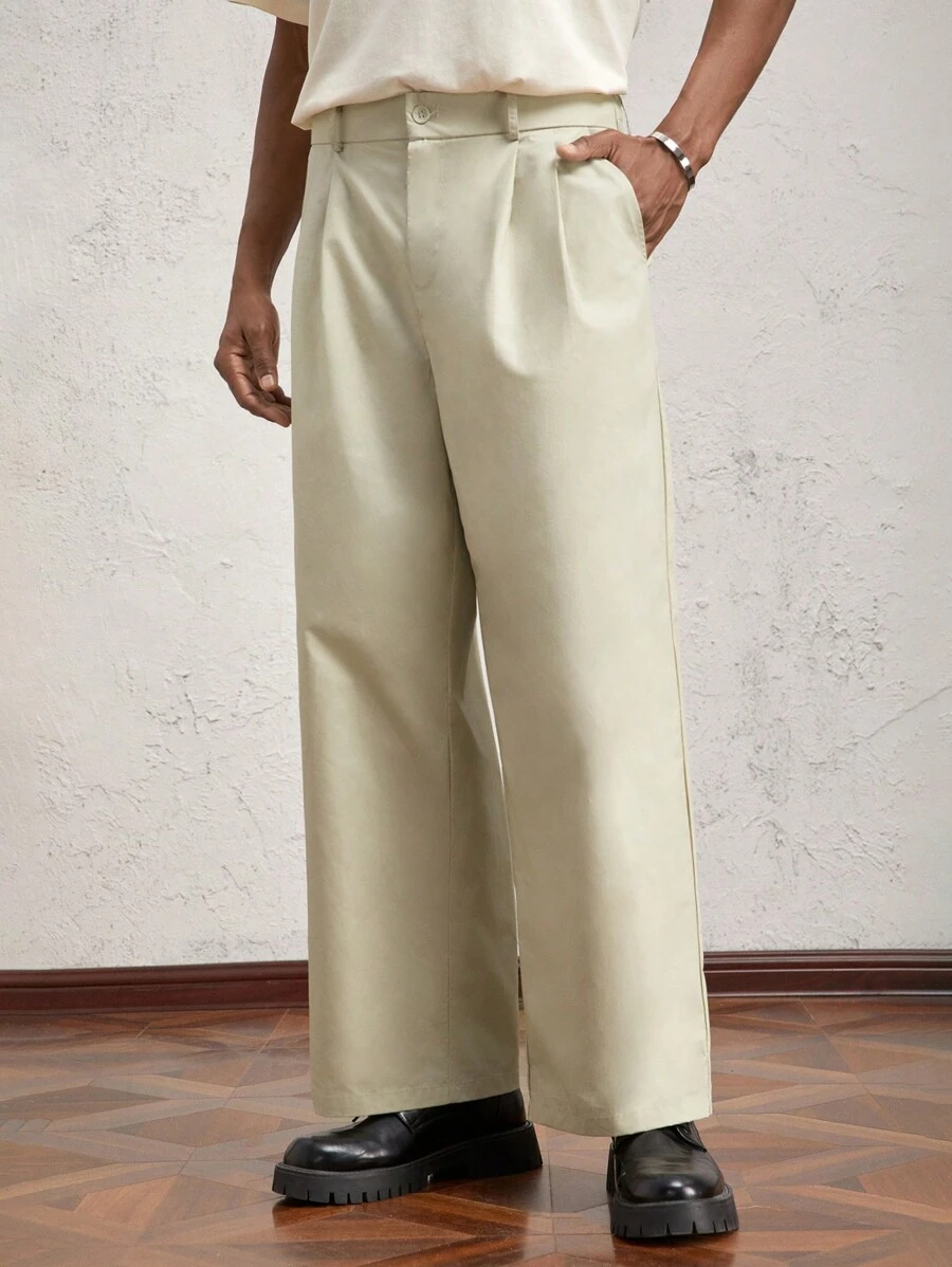 AKNOTIC Business Casual 男士梭织修身休闲长直筒裤，适合日常穿着 - 薄荷綠 - 查看 1