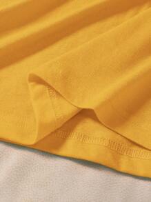 INAWLY 女士夏季简约休闲日常装短袖 T 恤 - 芥末黃 - 查看 5