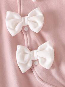 Girls Autumn And Winter Jumpsuit Baby Girl Cute Bow Long Sleeve Jumpsuit - Pink - View 6