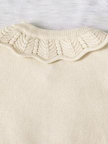 SHEIN Soft Casual Pink Cardigan Sweater Set For Baby Girls