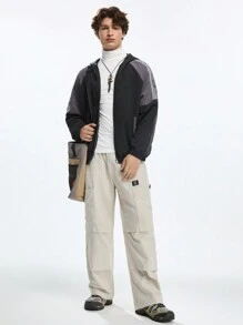 Manfinity VCAY Men Casual Woven Loose Elastic Waist Straight Leg Pants