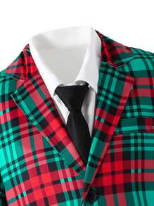 SHEIN 2pcs Set Tween Boy Gentlemen Outfit - Rhinestone Splice Long Sleeve Lapel Jacket And Trousers, Elegant Formal Set For Birthday Party, Wedding, Christmas, Halloween, Graduation - Black - View 7