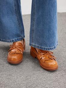 CUCCOO BIZCHIC Women's Bow Decor Simple Flat Casual Shoes Fall - Brown - View 3