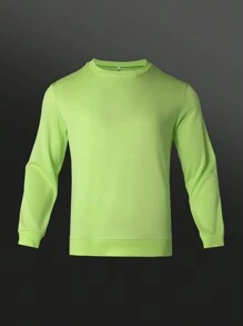 Gym Rark Boyfriend Style Men's Casual Solid Color Round Neck Sweatshirt Compression Shirt Men - Green - View 3