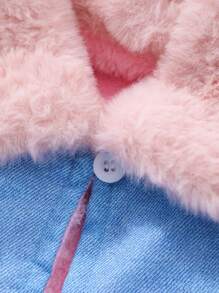 秋冬季 Tween 女童时尚保暖内衬夹克 - 藍色 - 查看 4