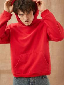 Men Fleece Knit Kanga Pocket Hoodie