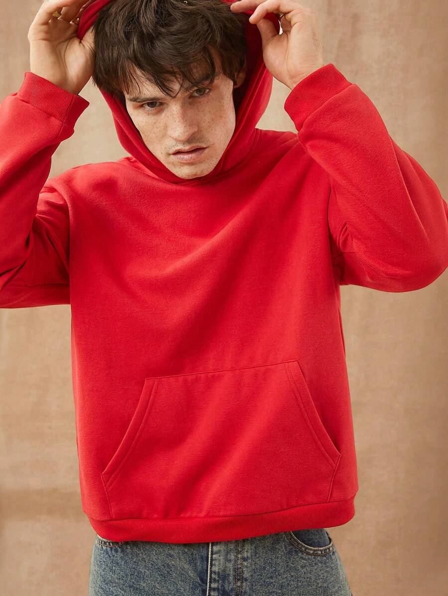 Men Fleece Knit Kanga Pocket Hoodie