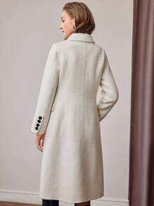 MOTF PREMIUM WOOL PEAK COLLAR FLAP DETAIL PEA OVERCOAT