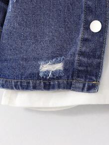 2pcs Baby Boy Fashionable Denim Outfit, Casual Jacket And Pants Set, Spring Autumn - Blue - View 7