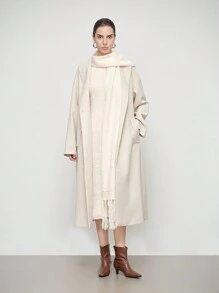 SHEIN Clasi Sleeveless Solid Color Minimalist Long Sweater Dress, Casual Everyday Wear - Apricot - View 5